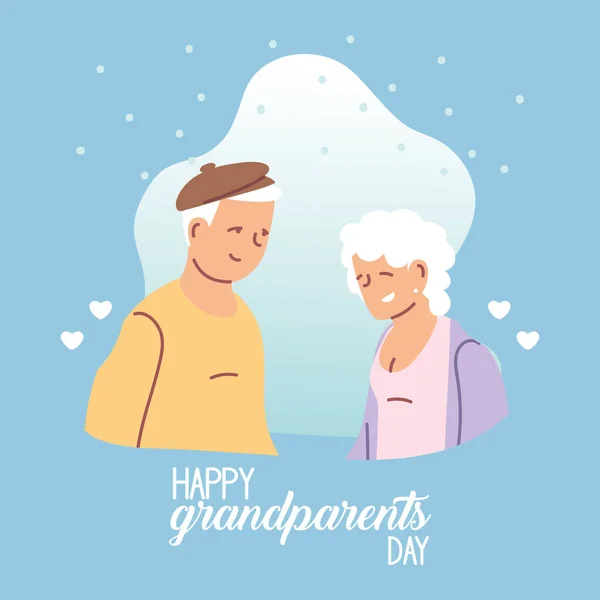 Grandmother and grandfather of happy grandparents day vector design — Stock Vector