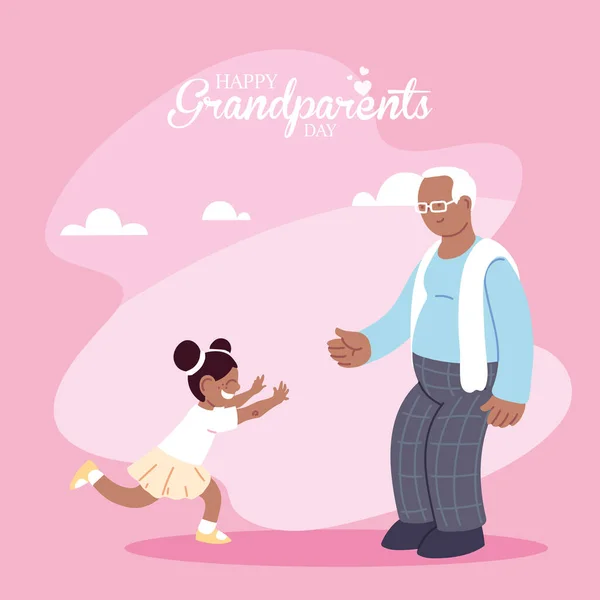 Großvater mit Enkelin glücklicher Großeltern Tagesvektordesign — Stockvektor