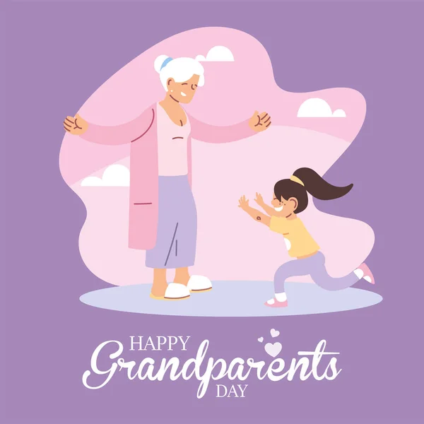 Grandmother with granddaughter of happy grandparents day vector design — Stock Vector