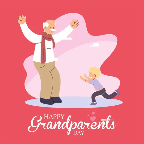 Grandfather with grandson of happy grandparents day vector design — Stock Vector