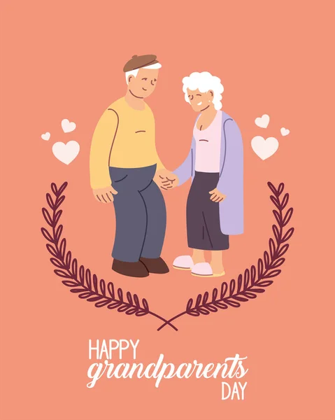Grandmother and grandfather of happy grandparents day vector design — Stock Vector