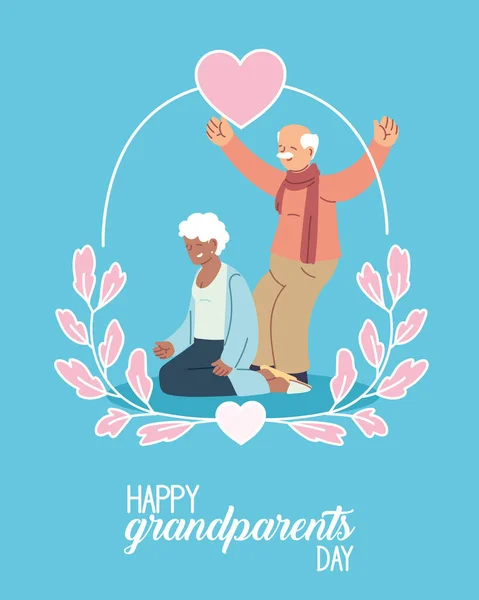 Babcia i dziadek z szczęśliwy dziadkowie dzień wektor projekt — Wektor stockowy