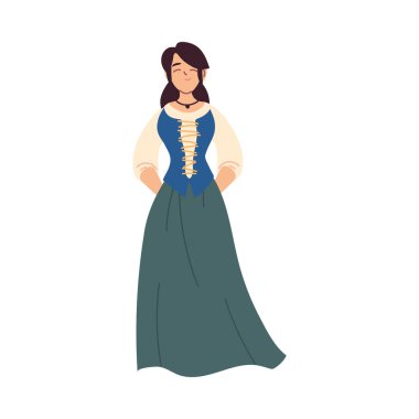 Elbise vektör tasarımlı ortaçağ kadını