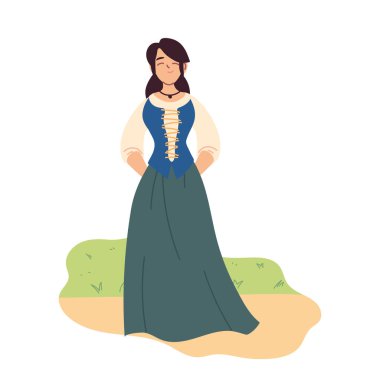 Elbise vektör tasarımlı ortaçağ kadını