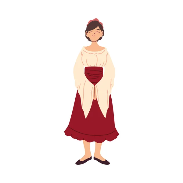 Middeleeuwse vrouw met jurk vector ontwerp — Stockvector