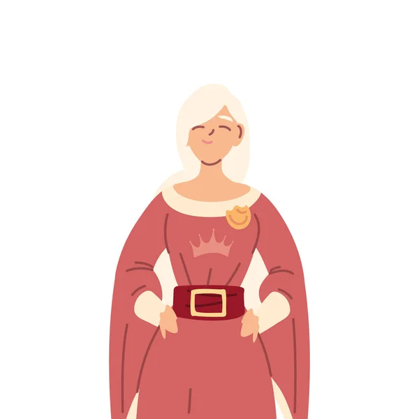 Middeleeuwse prinses met rode jurk vector ontwerp — Stockvector