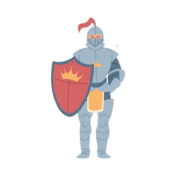 Μεσαιωνικός ιππότης άνθρωπος με ασπίδα διάνυσμα σχεδιασμό — Διανυσματικό Αρχείο