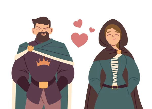 Středověký princ muž a žena s šaty vektor design — Stockový vektor