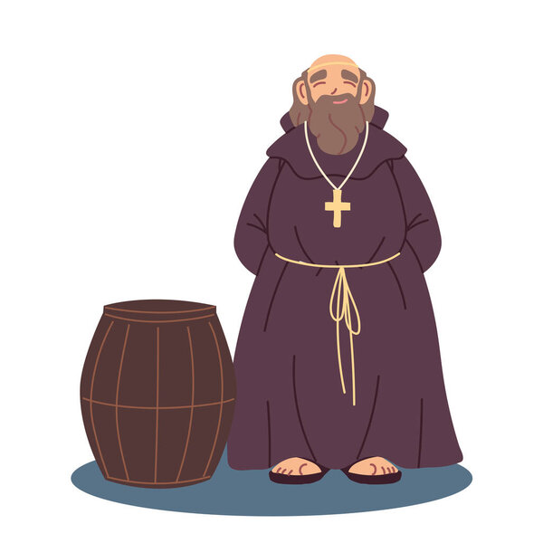 Medieval priest man with barrel vector design
