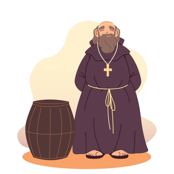 Medieval priest man with barrel vector design