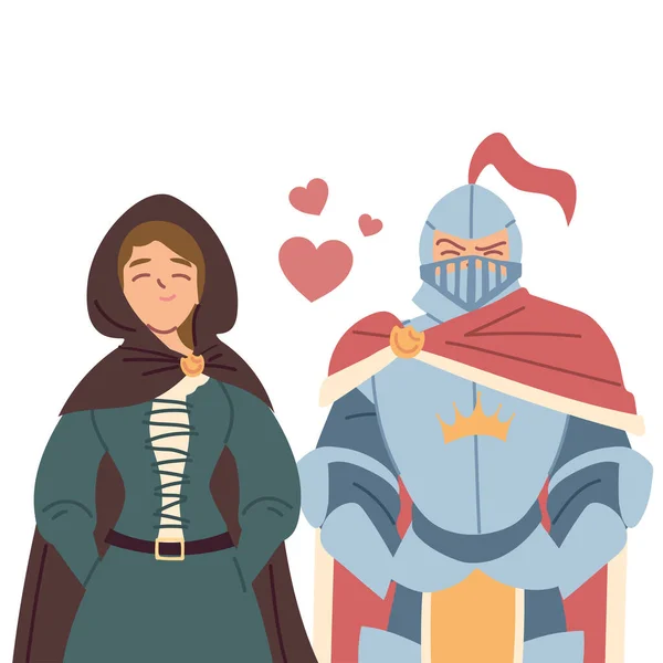 Chevalier médiéval homme et femme avec design vectoriel robe — Image vectorielle