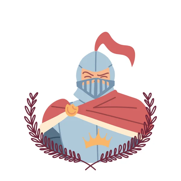 Homem cavaleiro medieval com folhas coroa de desenho vetorial — Vetor de Stock