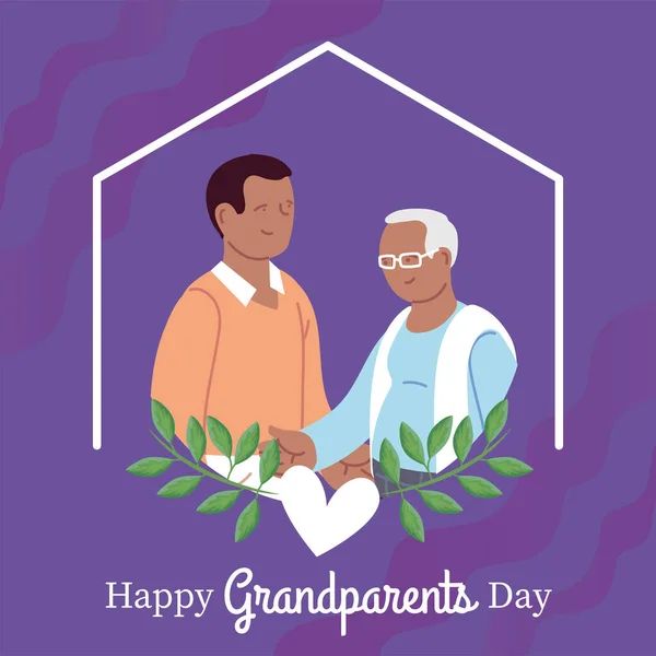 Дедушка и сын счастливой бабушки и дедушки день векторный дизайн — стоковый вектор