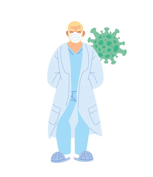 Isolé homme médecin avec masque médical conception vectorielle — Image vectorielle