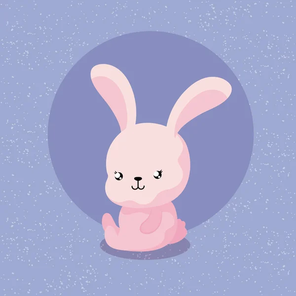 Cute rabbit cartoon with frame circular — Stock Vector