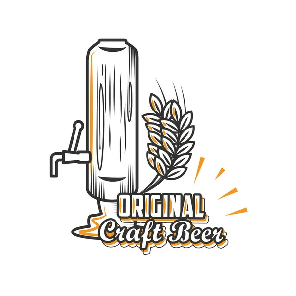 Cerveza artesanal original, barril de cerveza — Vector de stock