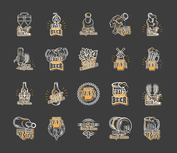 Conjunto de iconos de cerveza artesanal — Vector de stock