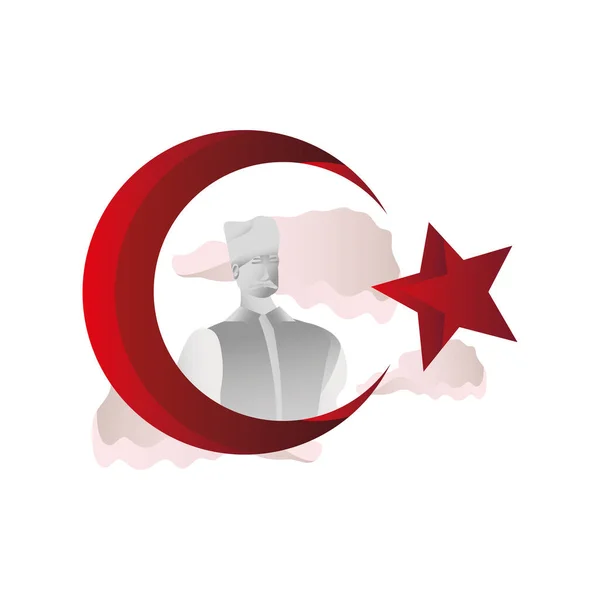 Estrela crescente Islã símbolo religioso, bandeira da Turquia —  Vetores de Stock
