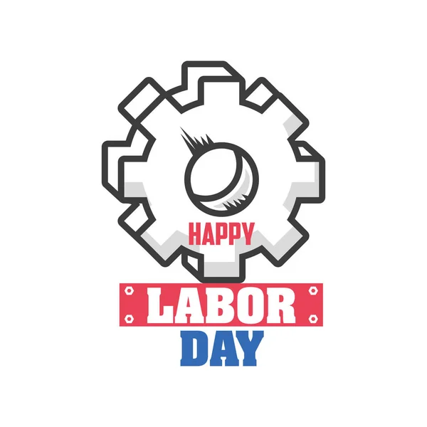 Happy labor day celebration, gear wheel — стоковый вектор