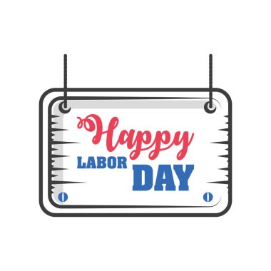 Beyaz arka planda mutlu işçi günü kutlamaları etiketi