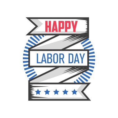 Beyaz arka planda mutlu işçi günü kutlamaları etiketi