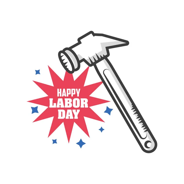 Happy labor day celebration, hammer tool — стоковый вектор