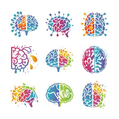 beyin düşünme ve tasarım simgeleri