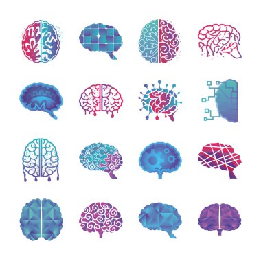 beyin düşünme ve tasarım simgeleri