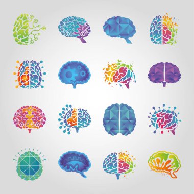 beyin düşünme ve tasarım simgeleri