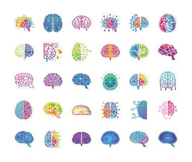 beyin düşünme ve tasarım simgeleri