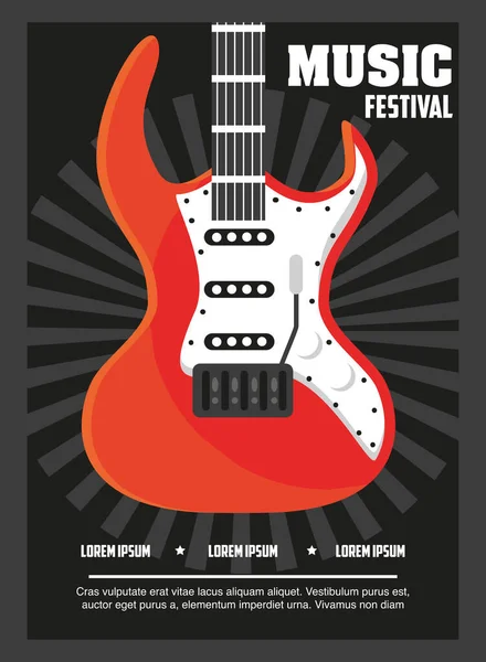 Cartel del festival de música con instrumento musical — Vector de stock