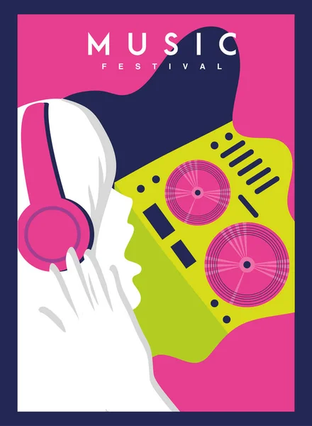 Cartel festival de música, invitación creativa musical — Vector de stock