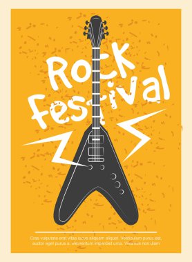 Müzik enstrümanlı rock festivali posteri