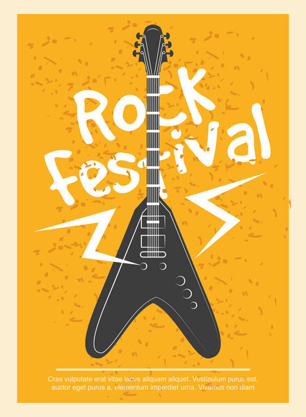 rock festival poster with musical instrument