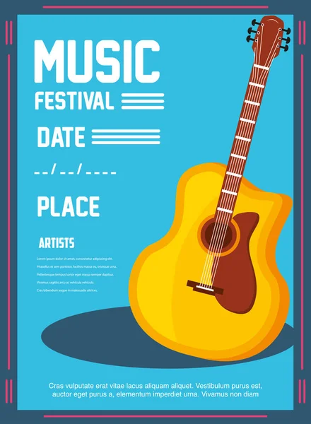 Afișul festivalului de muzică cu instrument muzical — Vector de stoc