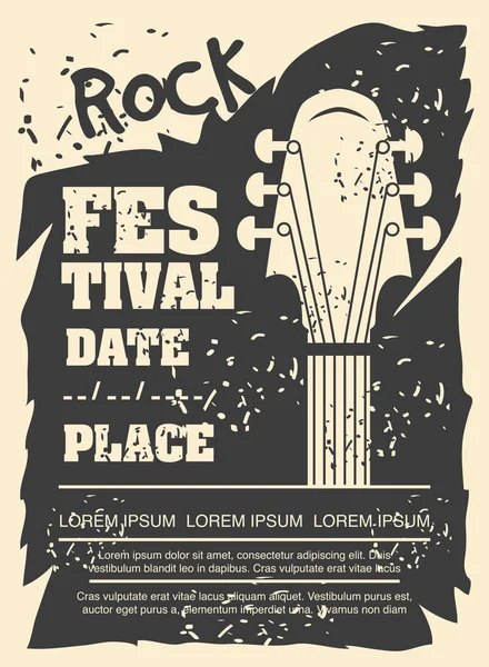 Affiche du festival rock avec instrument de musique — Image vectorielle