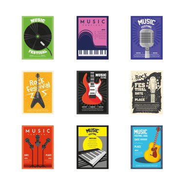 Müzik festivali posterleri.