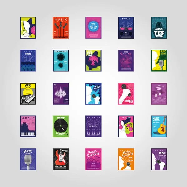 Set van muziekfestival posters — Stockvector