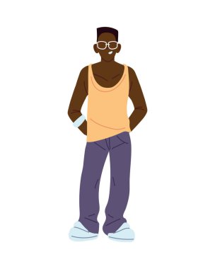 siyah adam çizgi film vektör tasarımı