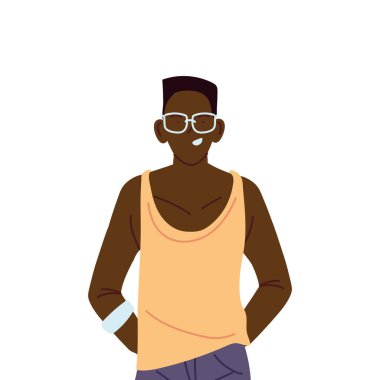 siyah adam çizgi film vektör tasarımı