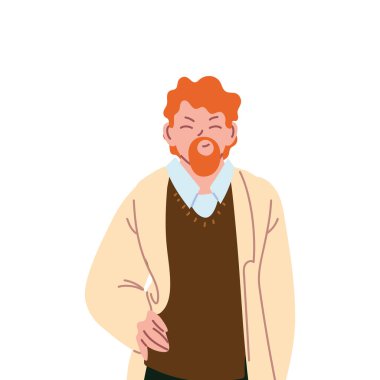 kızıl saçlı adam çizgi film vektör tasarımı