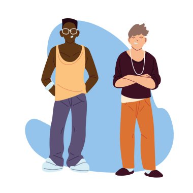 Afrikalı ve Latin adam karikatür çizimi