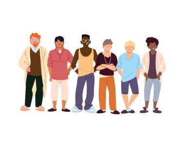 Kültürel çeşitlilik erkek karikatür vektör tasarımı