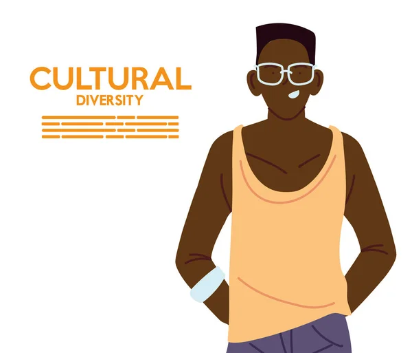 Dessin animé homme africain de la diversité culturelle design vectoriel — Image vectorielle