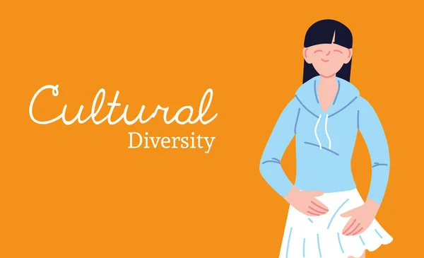 Asiatique femme dessin animé de la diversité culturelle vectoriel design — Image vectorielle