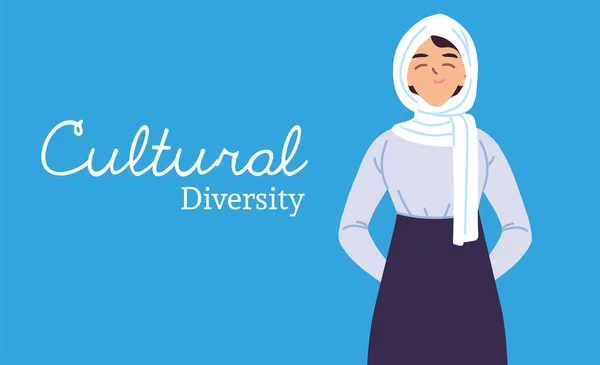 Dessin animé arabe femme de la diversité culturelle design vectoriel — Image vectorielle