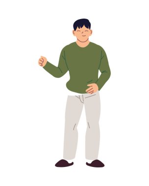 Eller yukarı vektör tasarımı olan adam karikatürü