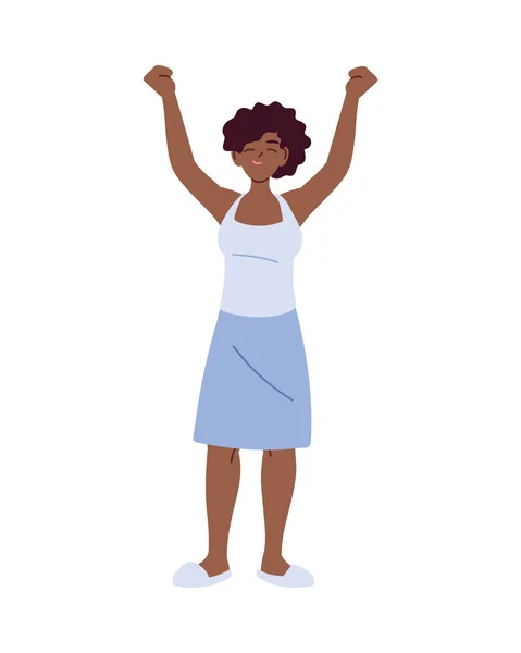 手举矢量设计的黑人妇女卡通片 — 图库矢量图片