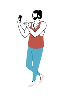 Elinde cep telefonu olan genç bir adam.