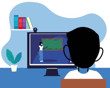 covid, çevrimiçi eğitimi önlemek için evde öğrenim gören çocuk